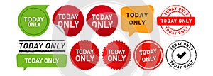 stamp speech bubble and label sticker today only sign for offer exclusively special sale product photo