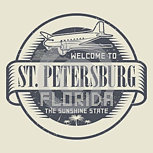 Stamp or tag with text Welcome to St. Petersburg, Florida