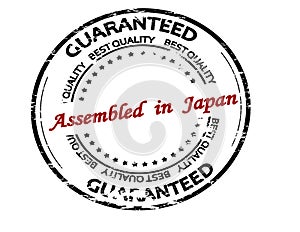 Stamp with text Assembled in Japan