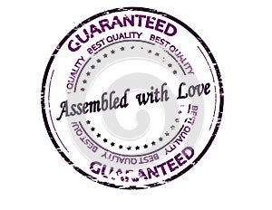 Stamp with text Assembled with love