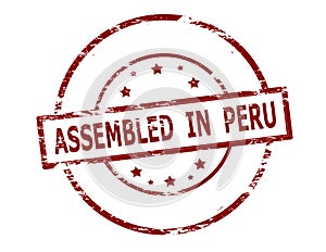 Stamp with text Assembled in Peru