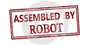 Stamp with text Assembled by robot