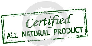 Stamp with text Certified all natural product