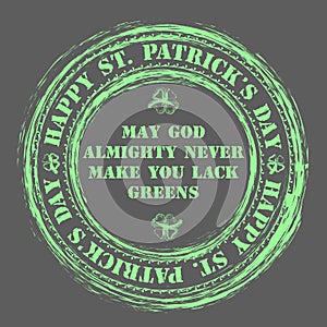 stamp with the text May God almighty never make you lack greens