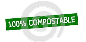 Stamp with text One hundred percent compostable