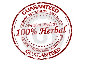 Stamp with text One hundred percent herbal