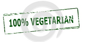 Stamp with text One hundred percent vegetarian