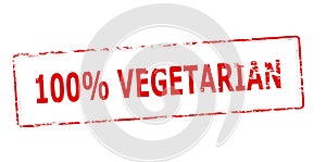 Stamp with text One hundred percent vegetarian