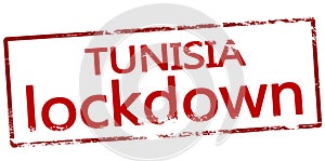 Stamp with text Tunisia lockdown