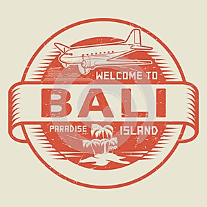 Stamp with the text Welcome to Bali, Paradise island