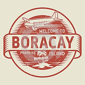 Stamp with the text Welcome to Boracay, Paradise island