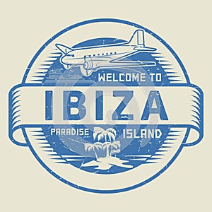 Stamp with the text Welcome to Ibiza, Paradise island photo