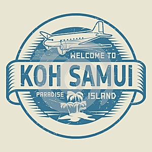 Stamp with the text Welcome to Koh Samui, Paradise island