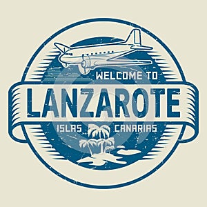 Stamp with the text Welcome to Lanzarote, Canary Islands