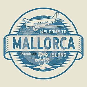 Stamp with the text Welcome to Mallorca, Paradise island