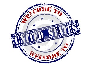 Stamp with text Welcome to United States