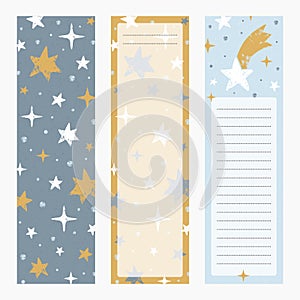 Printable bookmarks or banners with little hand drawn stars. photo