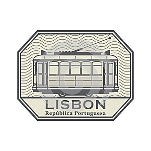 Stamp with Tram, Lisbon