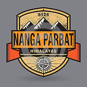 Stamp or vintage emblem with text Nanga Parbat, Himalayas photo