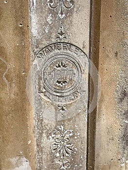 1877 stamp on Waverley Cemetery entrance gates in Sydney, Australia.