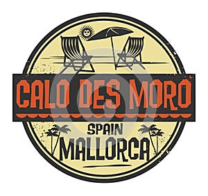 Stamp with words Calo Des Moro, Mallorca written inside