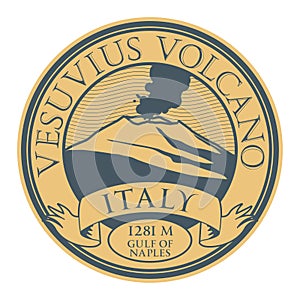 Stamp with words Vesuvius Volcano, Italy