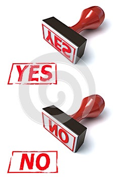 Stamp yes no 3d rendering