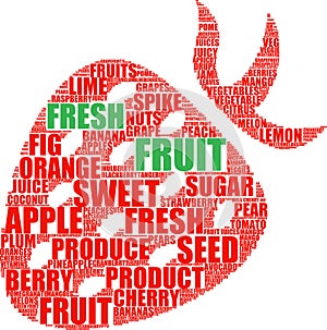strawberry shaped tagcloud illustration