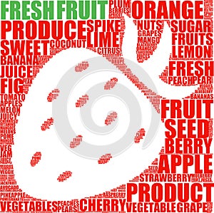 strawberry shaped tagcloud illustration