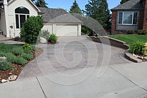 stamped and colored concrete driveway