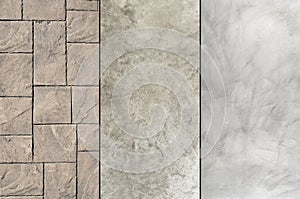 Stamped concrete pavement outdoor, mimics cobblestones circular pattern with waves, decorative appearance colors and