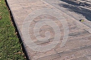 stamped concrete pavement outdoor, Wooden slats pattern, flooring exterior