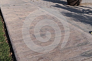 stamped concrete pavement outdoor, Wooden slats pattern, flooring exterior