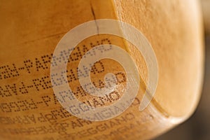 Stamped parmigiano cheese. photo