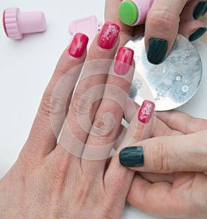 Stamping finger nails