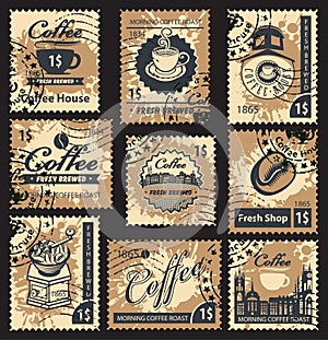 Stamps on coffee house