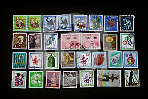 Stamps collage Japanese vintage collectors item