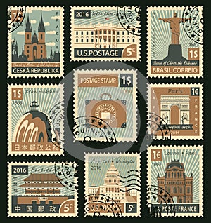 Stamps with different landmarks