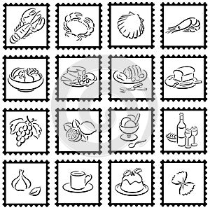 Stamps with food symbols