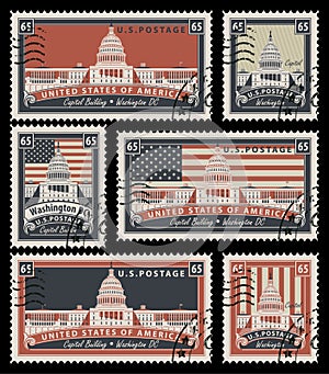 Stamps with the image of the US Capitol