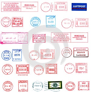 Stamps, labels and postmarks