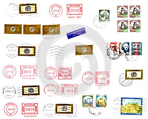 Stamps, postmarks and labels background