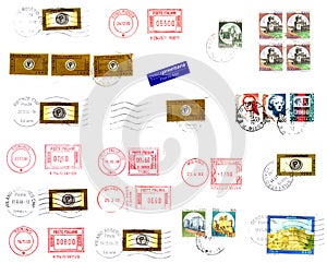 Stamps, postmarks and labels background