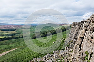 Stanage Edge rock wall in England