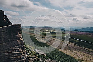 Stanage Edge rock wall in England