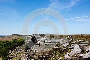 Stanage Edge view in a sunny spring day