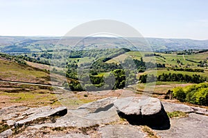 Stanage Edge view in a sunny spring day