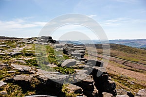 Stanage Edge view in a sunny spring day