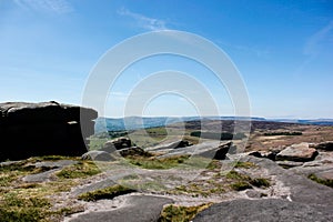 Stanage Edge view in a sunny spring day