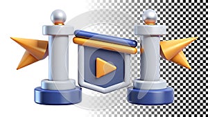 Stanchion barrier icon rope posts queue line event management png transparent image Generative AI photo